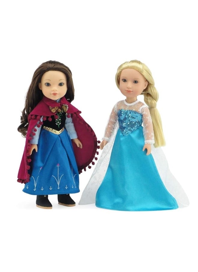 Emily Rose Emily Rose 14 Inch Doll Clothes Clothing Accessories | Princess Elsa and Anna-Inspired 14" Doll Dress Ball Gown Costume Gift Set Outfit Bundle | Fits Most 14"-14.5" Hard-Bodied Dolls  - Image 1