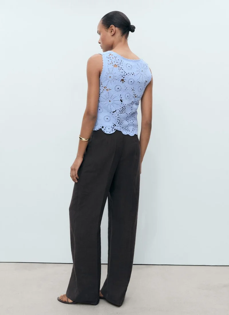 مانجو Casual Flowers Crochet Top