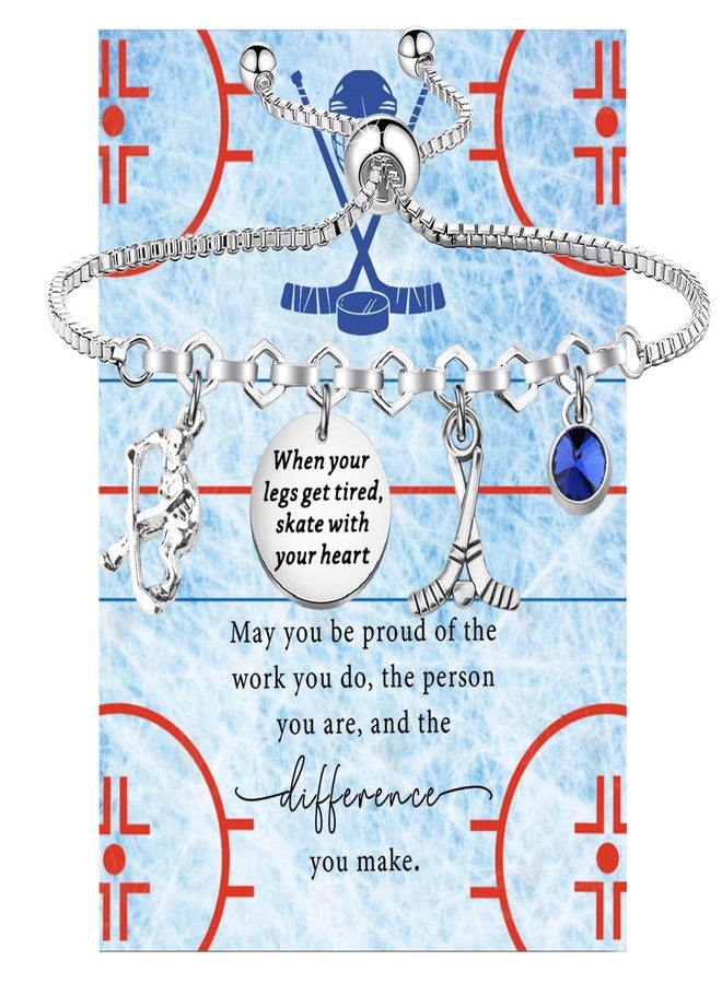 SEIRAA Ice Hockey Bracelet Ice Hockey Player Gifts Hockey Team Jewelry When Your Legs Get Tired Skate With Your Heart Hockey Lover Gifts (when your legs bracelet) - Image 1