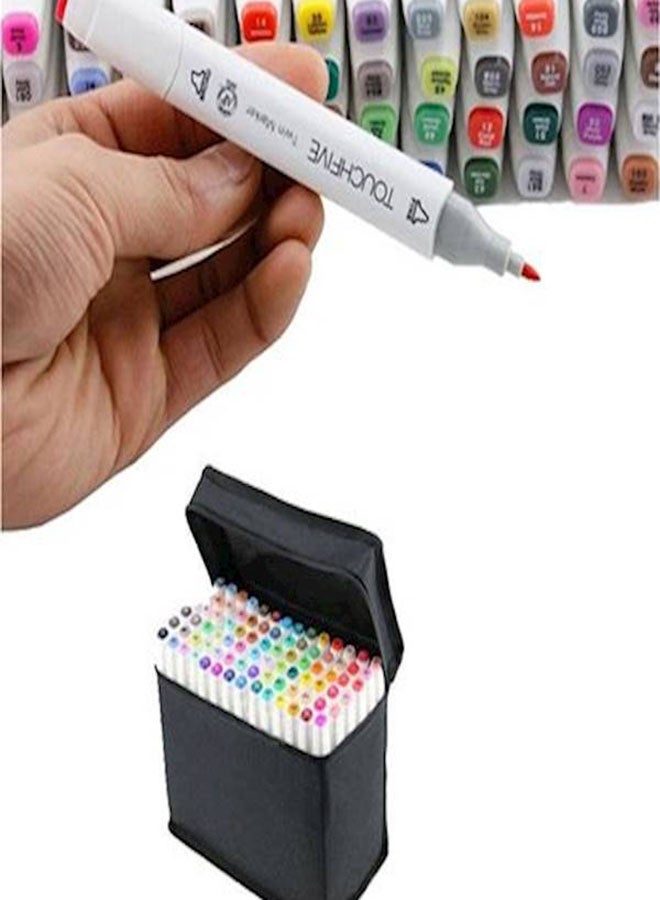 تاتش فايف طقم أقلام ماركر بطرفين للرسم مكون من 80 قطعة متعدد الألوان - Image 3