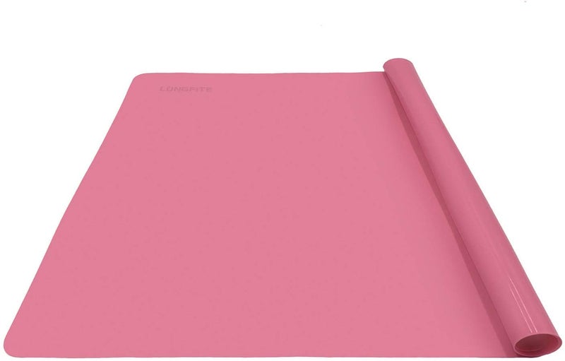 LONGFITE Silicone Baking Mat for Dough Rolling Pastry Fondant Mat Large Nonstick and Nonskid Heat Resistent Countertop Protector Dining Table Mat and Placemat Large Pink