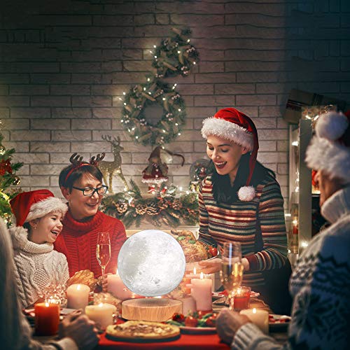 VGAzer Levitating Moon Lamp,Floating and Spinning in Air Freely with 3D Printing LED Moon Lamp Has 20 Modes for Unique Gifts,Room Decor,Night Light,Office Desk Toys (Wooden Base 16 Colors) - Image 2