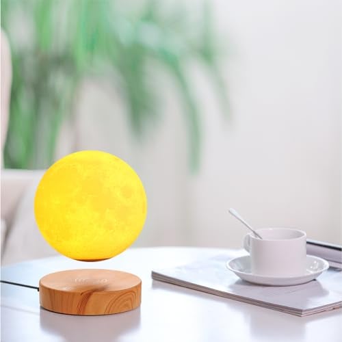 VGAzer Levitating Moon Lamp,Floating and Spinning in Air Freely with 3D Printing LED Moon Lamp Has 20 Modes for Unique Gifts,Room Decor,Night Light,Office Desk Toys (Wooden Base 16 Colors) - Image 4