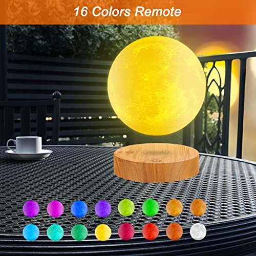 VGAzer Levitating Moon Lamp,Floating and Spinning in Air Freely with 3D Printing LED Moon Lamp Has 20 Modes for Unique Gifts,Room Decor,Night Light,Office Desk Toys (Wooden Base 16 Colors) - Image 3