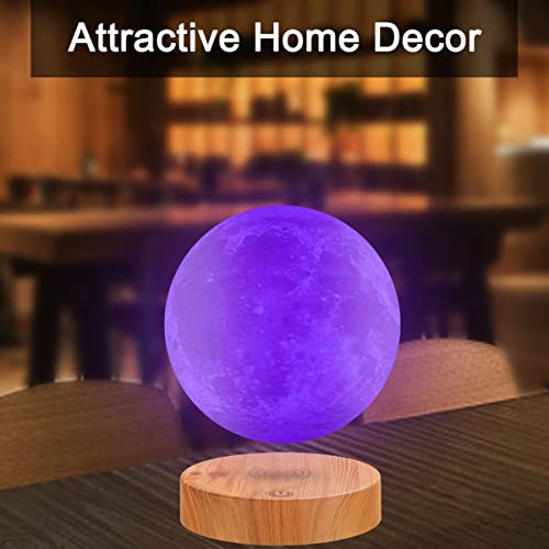 VGAzer Levitating Moon Lamp,Floating and Spinning in Air Freely with 3D Printing LED Moon Lamp Has 20 Modes for Unique Gifts,Room Decor,Night Light,Office Desk Toys (Wooden Base 16 Colors) - Image 5