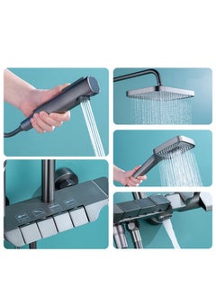 Arabest Shower System Thermostatic, 4-Function Piano Key Wall-Mounted Shower Set, with 12" Shower Head, 3 Function Hand Shower, Bath Mixers and Bidet Sprayers Brass Body（Silver）  - Image 5