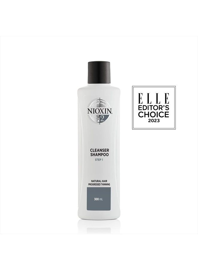 Nioxin شامبو تنظيف فروة الرأس نظام 2 بزيت النعناع، يعالج فروة الرأس الجافة والحساسة، يخفف القشرة ويمنع تكسر الشعر، للشعر الطبيعي مع ترقق متقدم، 10.1 أونصة سائلة - Image 2