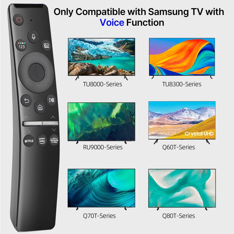 NEURONMART Voice Remote Control Replacement for Samsung Smart TV Remote, for Samsung LED QLED 4K 8K Crystal UHD HDR Curved Smart TV with Netflix, Prime Video, Sam-Sung Plus Button (Version 3.0) - Image 2