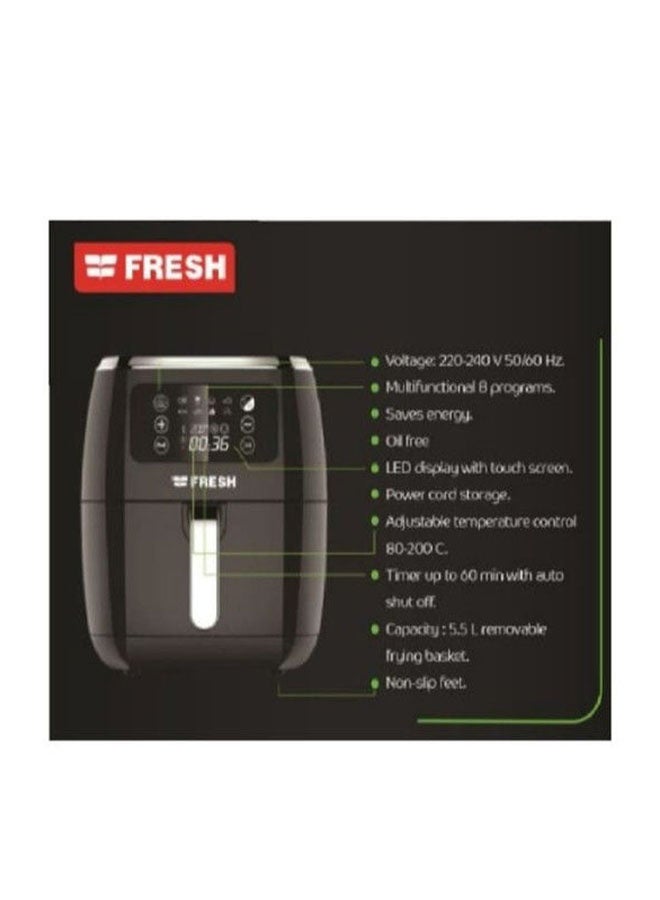 Fresh Air Fryer With 5.5 L 1800 W FR057HA0RAH58NAFAMZ Black - Image 2