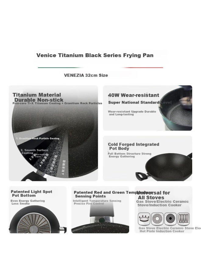 Ballarini Non-stick Wok, Versatile Frying Pan, Titanium-containing Household Cooking Pan, Wear-resistant Venice Titanium Gold Rock, 32cm - Image 1