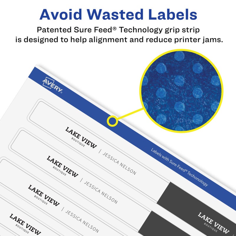 Avery Durable Waterproof Wraparound Rectangle Labels with Sure Feed Technology, 1-1/4" x 9-3/4", Matte White, 40 Customizable Labels for Laser and Pigment-Inkjet Printers (22845) - Image 4