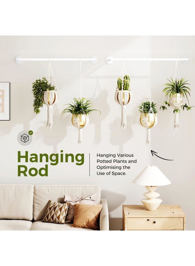 Bamworld Hanging Planters 2PCS for Indoor Plants Hanging Plant Holder Plant Hanger Indoor Ceiling Window Plant Shelves Wall Mount Black Metal Rod(Pot&Plant Not Included) White - Image 2