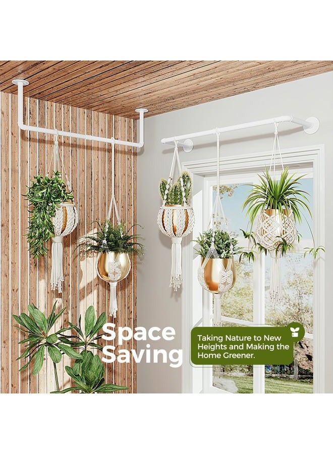 Bamworld Hanging Planters 2PCS for Indoor Plants Hanging Plant Holder Plant Hanger Indoor Ceiling Window Plant Shelves Wall Mount Black Metal Rod(Pot&Plant Not Included) White - Image 3