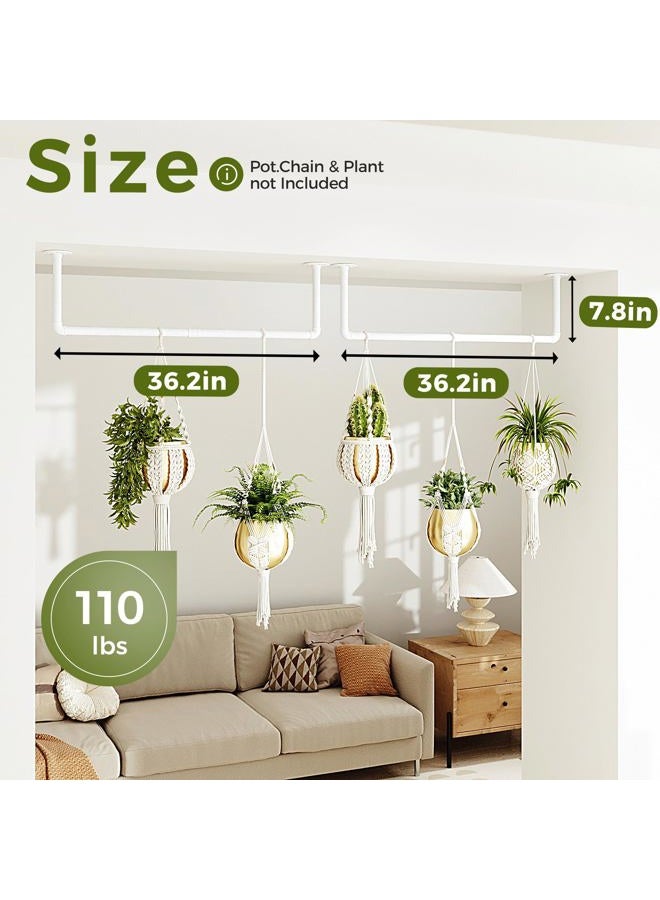 Bamworld Hanging Planters 2PCS for Indoor Plants Hanging Plant Holder Plant Hanger Indoor Ceiling Window Plant Shelves Wall Mount Black Metal Rod(Pot&Plant Not Included) White - Image 4