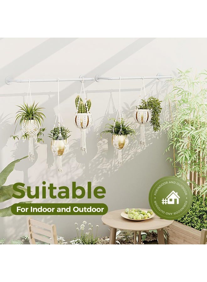 Bamworld Hanging Planters 2PCS for Indoor Plants Hanging Plant Holder Plant Hanger Indoor Ceiling Window Plant Shelves Wall Mount Black Metal Rod(Pot&Plant Not Included) White - Image 5