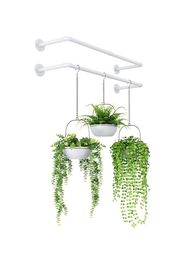 Bamworld Hanging Planters 2PCS for Indoor Plants Hanging Plant Holder Plant Hanger Indoor Ceiling Window Plant Shelves Wall Mount Black Metal Rod(Pot&Plant Not Included) White - Image 1