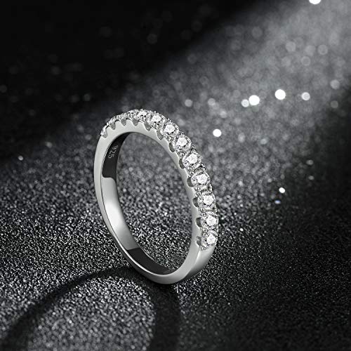 EAMTI 3mm Cubic Zirconia Wedding Band 925 Sterling Silver Half Eternity Ring for Women Size 4 - Image 4