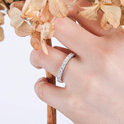 EAMTI 3mm Cubic Zirconia Wedding Band 925 Sterling Silver Half Eternity Ring for Women Size 4 - Image 5