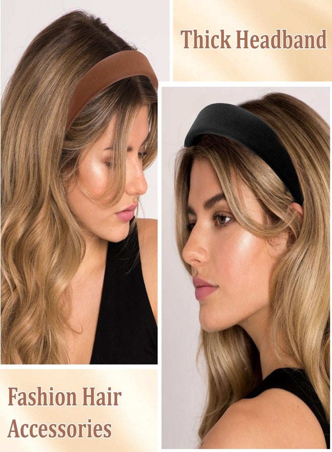 KICOSY 4 Pack Twill Padded Thick Headbands for Women - Neutral Colors, Non Slip & Comfortable Wide Hair Bands Hair & Everyday Style - Image 4