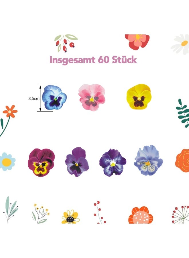 Peachjoy 60 PCS Edible Pansy Cake Decorations, Edible Flowers for Cake, Edibles Flowers for Cakes, Cake Decoration, Edible Wafer Flowers for Cakes Decoration, Weddings, Baby Showers - Image 2