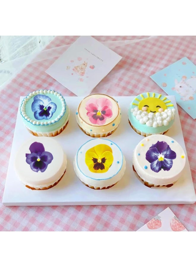 Peachjoy 60 PCS Edible Pansy Cake Decorations, Edible Flowers for Cake, Edibles Flowers for Cakes, Cake Decoration, Edible Wafer Flowers for Cakes Decoration, Weddings, Baby Showers - Image 5