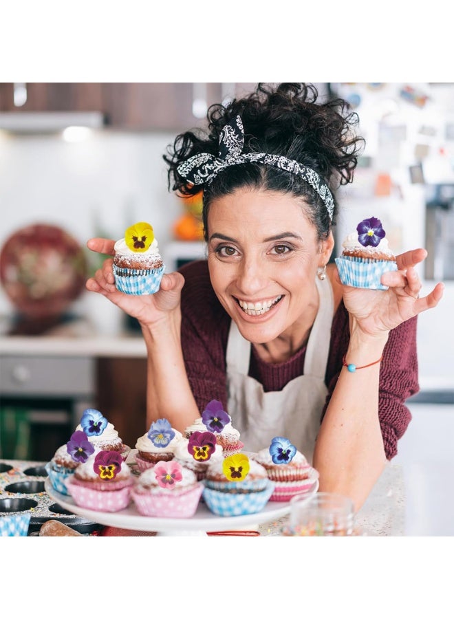 Peachjoy 60 PCS Edible Pansy Cake Decorations, Edible Flowers for Cake, Edibles Flowers for Cakes, Cake Decoration, Edible Wafer Flowers for Cakes Decoration, Weddings, Baby Showers - Image 3