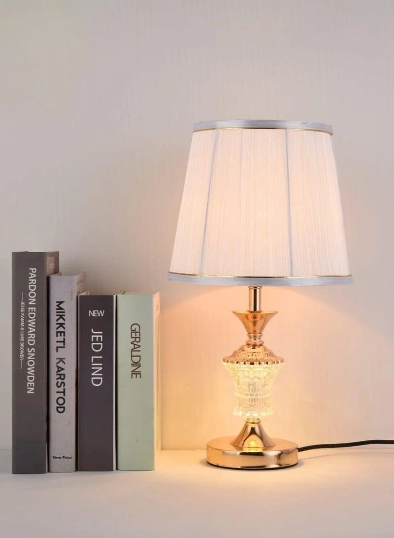 ICTC Table lamp golden color 45 cm crystal with stainless steel upper/lower lighting simple classic design suitable for home or office