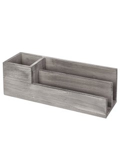 MyGift Rustic Whitewashed Gray Wood Desktop Pencil Cup Pen Caddy And 2 Slot Letter Sorter Office Accessory Organizer Station  - Image 5