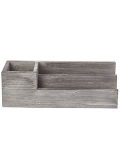 MyGift Rustic Whitewashed Gray Wood Desktop Pencil Cup Pen Caddy And 2 Slot Letter Sorter Office Accessory Organizer Station  - Image 4
