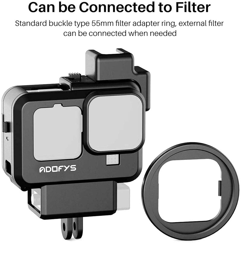 Adofys G9-4 Mount and Accessory forGopro 9/10/&11 Black, Cold Shoe Mount Mic Light Stand Housing Case for GoPro Microphone Adapter Vlog Accessory Compatible with Tripod Selfie Stick - Image 3