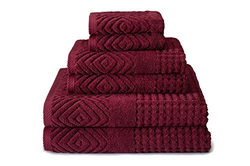 TexereSilk Texere 100% Organic Cotton 700 GSM Luxury Bath Towel Sets - Ultra Soft Hotel and Spa Quality, 2 Large Bath Towels, 2 Hand Towels, 2 Washcloths (Diamond, Merlot, 6 Piece) - Image 1