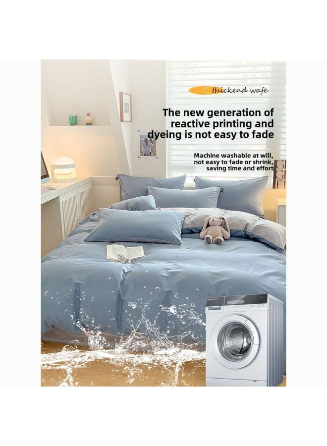 غطاء لحاف بسيط من Ins-style مكون من قطعة واحدة لسكن الطلاب 150 × 200 × 230 لون سادة غطاء لحاف منقوش لغرفة نوم واحدة - اللون: أرجواني غامق وأرجواني فاتح [ناعم ولطيف على البشرة، مناسب للنوم عاريًا] - المواصفات: غطاء لحاف من قطعة واحدة 150 × 200 سم - Image 4