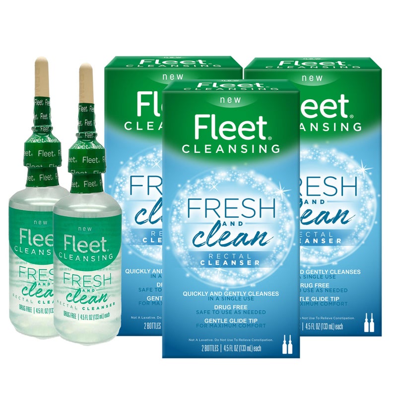 Fleet Fresh & Clean Saline Rectal Cleanser, 2 Bottles, 4.5 fl oz Each, 3 Pack (6 Bottles Total) - Image 1
