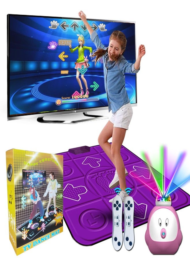 YRPRSODF Dance Mat for Kids and Adults - Wireless Dancing Mat,Musical Electronic Dance Mats for Exercise & Fitness,Dance Step Pad Game for TV, Gifts for Girls & Boys Ages 3+, Purple - Image 1