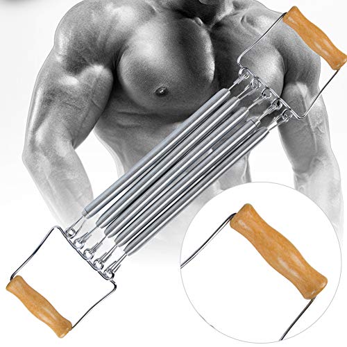 Keenso Chest ExpanderWooden Handle 5 Removable Spring Chest Expander for Men Home Gym Workout - Image 3