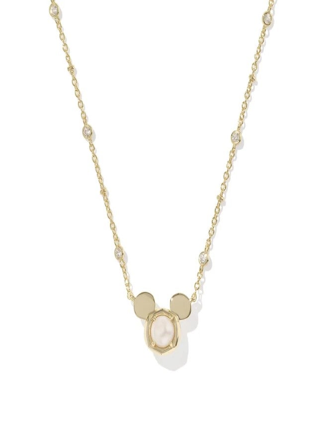 Kendra Scott x Disney 14k Gold-Plated Mickey Mouse Short Pendant Necklace in White Pearl, Fashion Jewelry for Women - Image 1