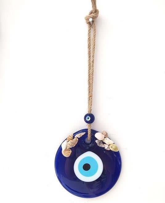 Sea Shell Wicker String Evil Eye Bead Wall Decoration Charm