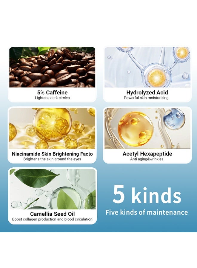 BabboSow Eye Serum with 5% Caffeine & Retinol for Dark Circles, Puffiness Puffy Bags & Wrinkles Fine Lines - Under Eye Cream Anti Aging Treatment with 360° Massage Roller Ball for Men & Women - Image 2