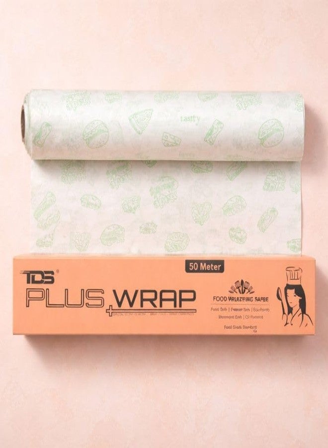 TDS Plus Wrap Food Wrapping Paper Roll 50m | Greaseproof, Food Safe, Microwave Safe & Eco-Friendly Packaging Paper - Image 1