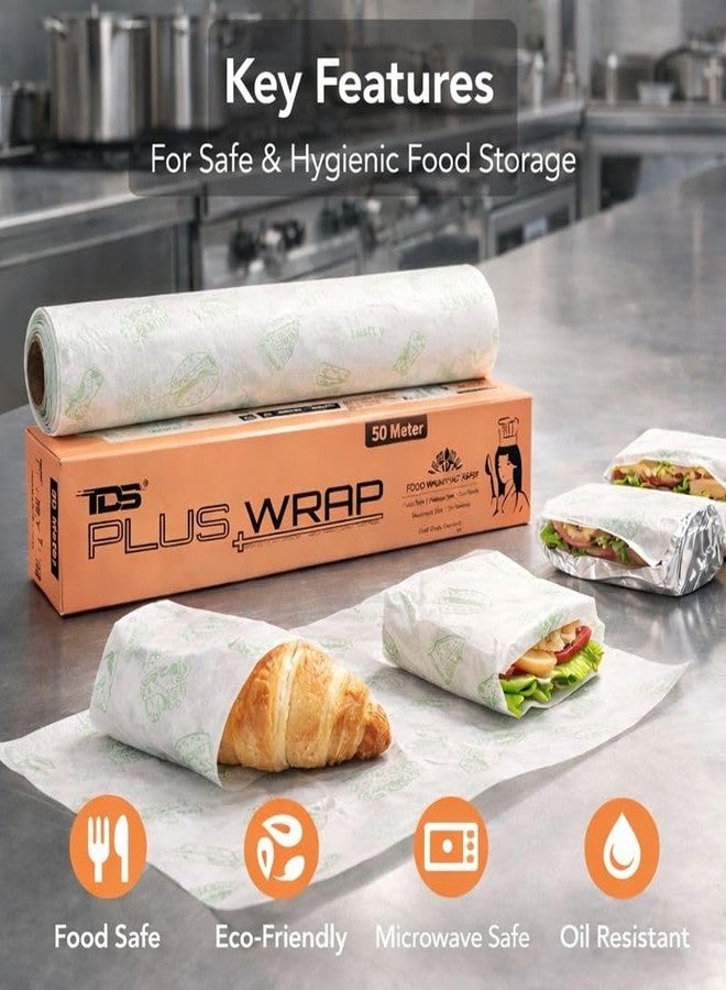 TDS Plus Wrap Food Wrapping Paper Roll 50m | Greaseproof, Food Safe, Microwave Safe & Eco-Friendly Packaging Paper - Image 5