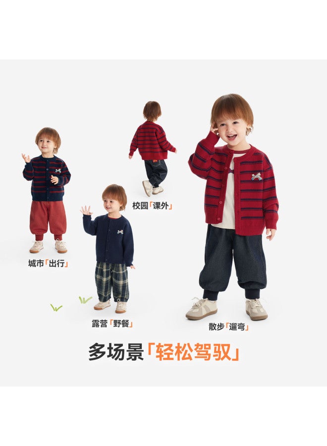 Anti-static And Anti-pilling] Boys And Girls Sweater Cardigan Thickened Autumn Winter Baby Striped Jacket New Year Top - Image 4