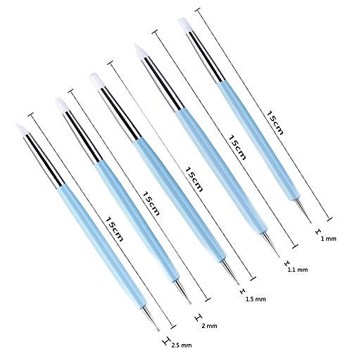 Ecjiuyi 9PCS Sculpting Tools,4PCS Double-Ended Metal Ceramic Clay Ball Stylus Dotting Tools and 5PCS 2 Way Silicone Polymer and Embossing Paper Flower Indentation Tool Set - Image 3