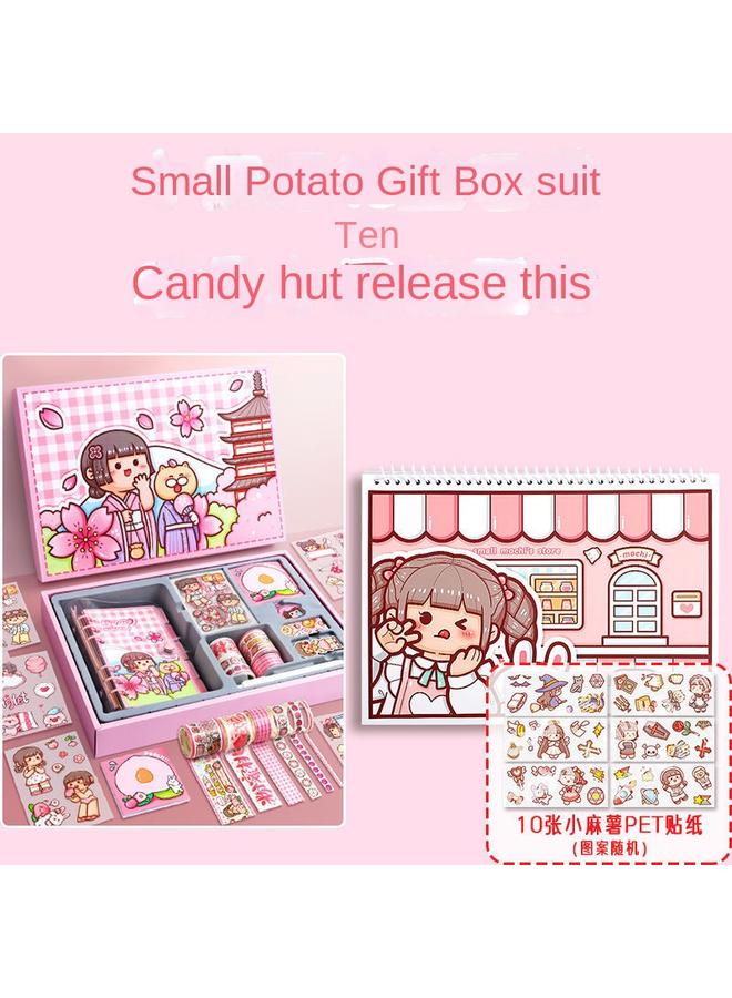 Bluejw Small Potato Cute Hand Ledger Suit Transparent Loose-leaf Book Full Set Of Hand Ledger Tools And Paper Stickers Note Notebook - Image 1