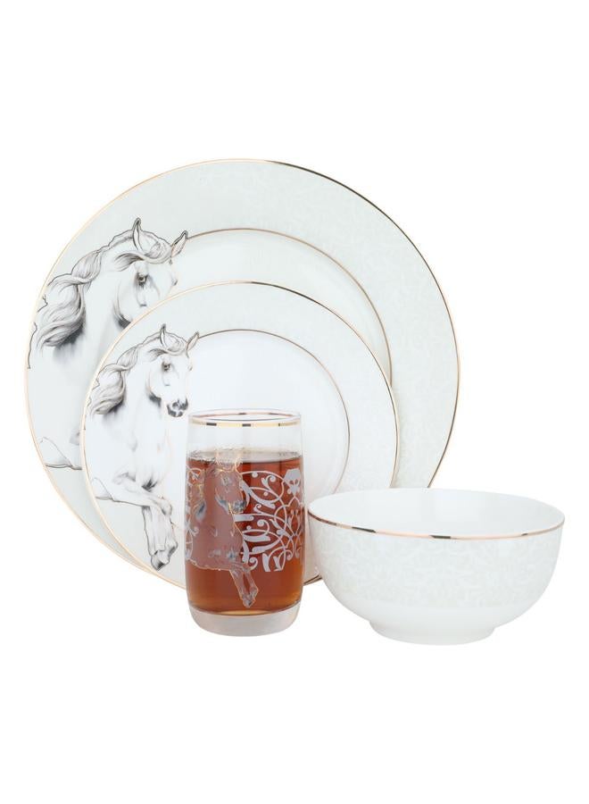 السيف  طقم عشاء جياد بورسلين 24 قطعة أبيض - Image 1