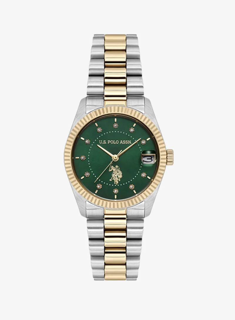 U.S. Polo Assn. New Stainless Steel Bracelet Quartz Analog Watch for Women, 32mm