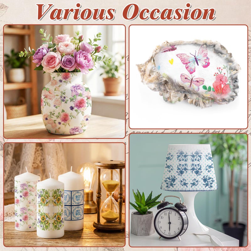 NatNarr 30 Pack Decoupage Napkins, 30 Styles Floral Paper Napkins Chinoiserie Decorative Decoupage Napkin Printed Cocktail Paper for DIY Crafting Birthday Party Baby Shower - Image 5