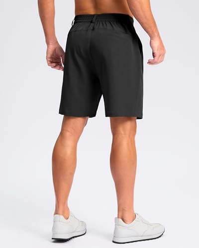 Pudolla Men's Casual Shorts 7" Lightweight Golf Shorts with 3 Pockets Stretch Quick Dry Comfy Work Shorts（Black XXXL - Image 2
