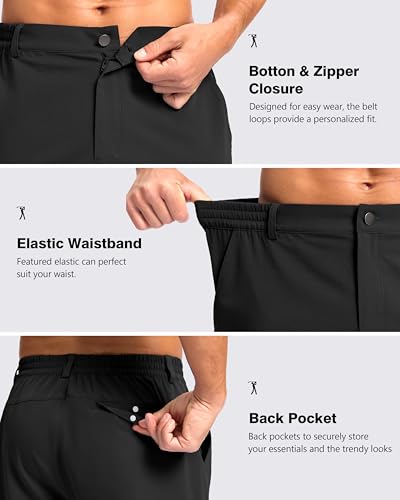 Pudolla Men's Casual Shorts 7" Lightweight Golf Shorts with 3 Pockets Stretch Quick Dry Comfy Work Shorts（Black XXXL - Image 4