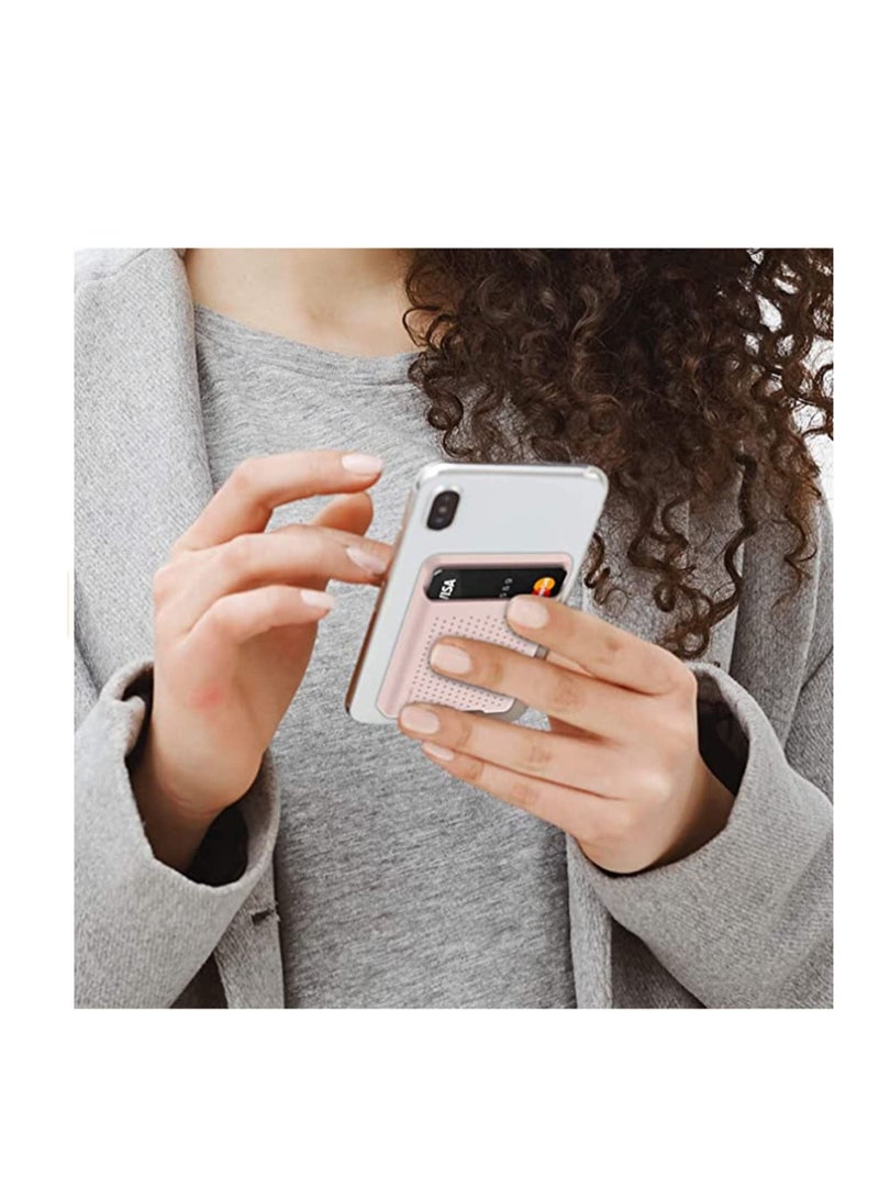 Captaintech Phone Credit Card Holder Stick On, for Back of Phone Slim Phone Wallet Strong Adhesive Silicone Card Pouch Sleeve with 3M Rear Sticker for iPhone or Android orSamsung Galaxy Pink - Image 3