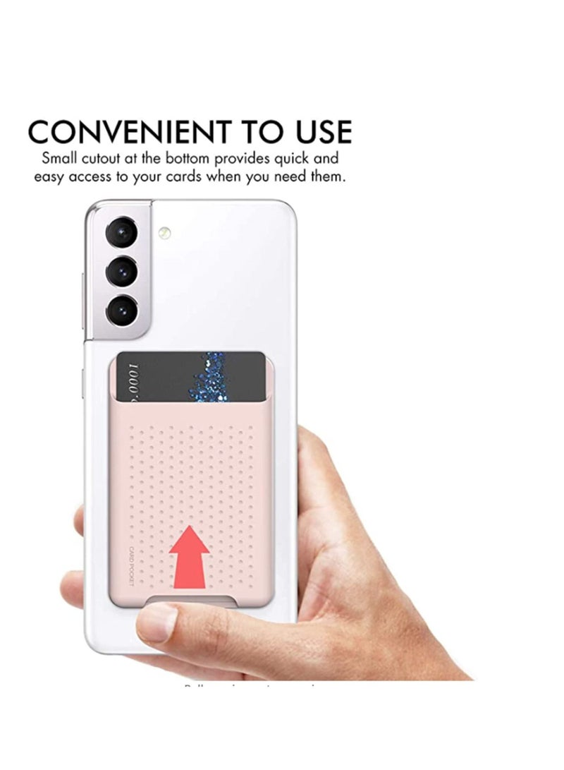 Captaintech Phone Credit Card Holder Stick On, for Back of Phone Slim Phone Wallet Strong Adhesive Silicone Card Pouch Sleeve with 3M Rear Sticker for iPhone or Android orSamsung Galaxy Pink - Image 2